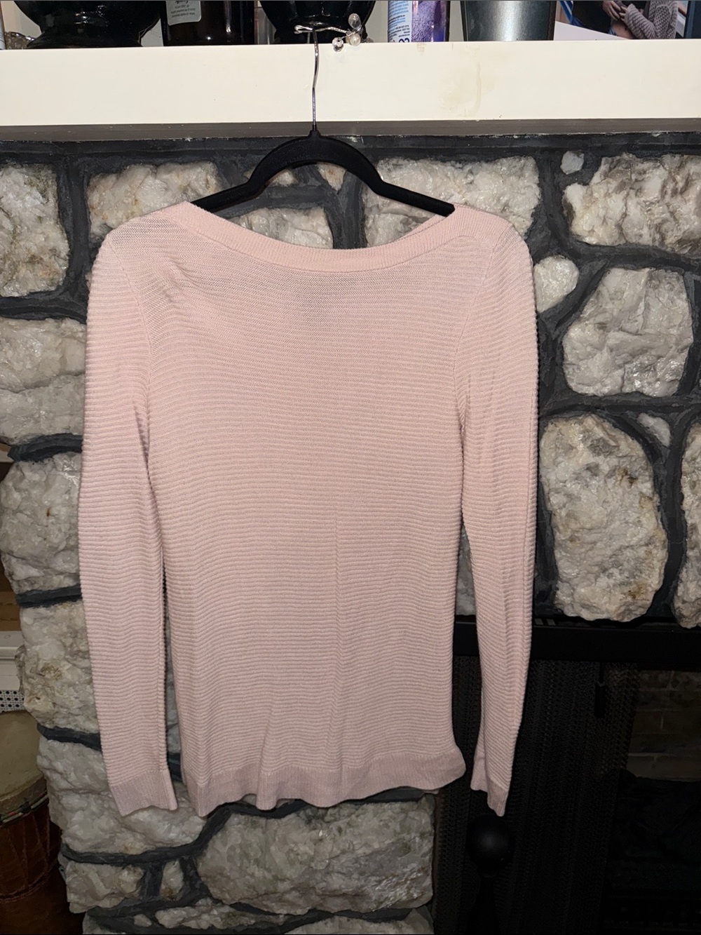 Ann Taylor Factory Pale Pink Ribbed Long Sleeve Top